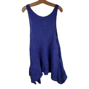 Tabask Tunic One Size Alpaca Wool Blend Sleeveless Tunic Sweater Blue Knit NEW